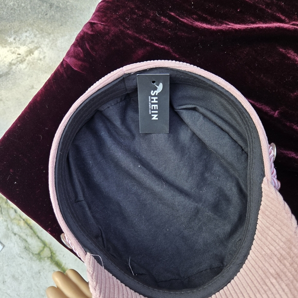 SHEIN Pink Corduroy Baker Boy Newsboy Cap One Size NWT - Picture 6 of 8